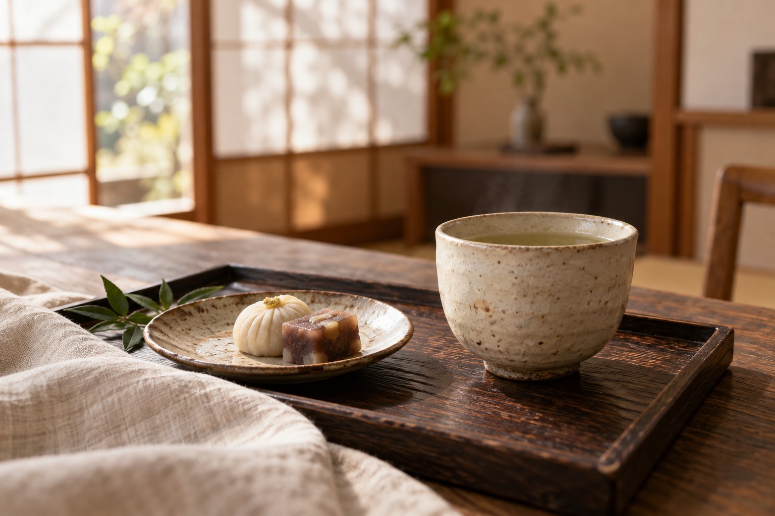お茶と和菓子のおもてなしのイメージ